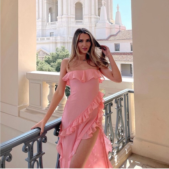 NWOT House of CB Sarina Apricot Ruffle Maxi Dress - Picture 6 of 14